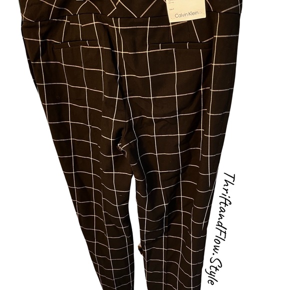 NWT | CALVIN KLEIN | SLIM FIT SUIT PANTS | BLACK CHALK CHESS | SIZE 8 - Picture 3 of 5